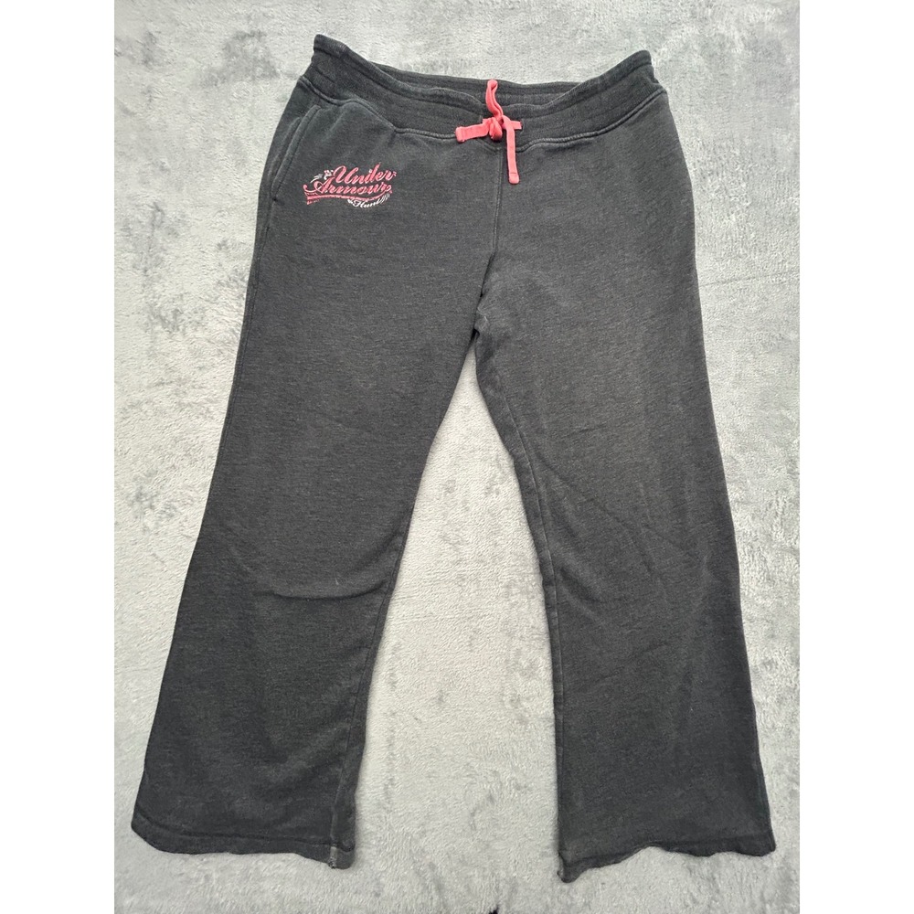 Under Armour ColdGear Hunt Wide Leg Sweatpants Charcoal Grey Pink XL Womens